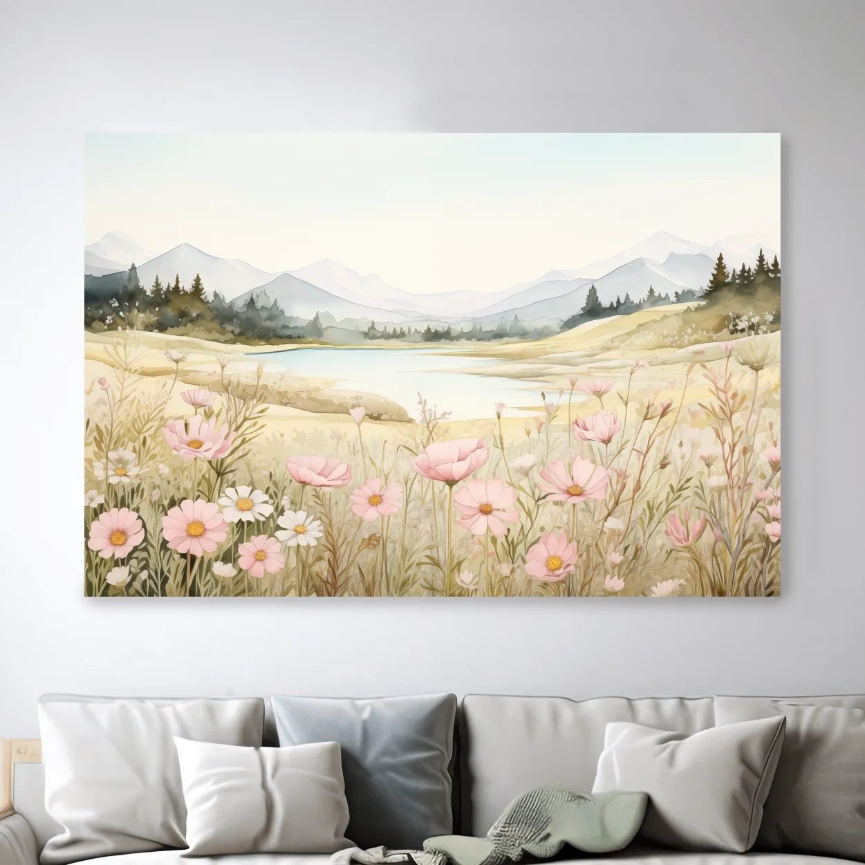 Watercolour painting of flowers in the alpine meadows