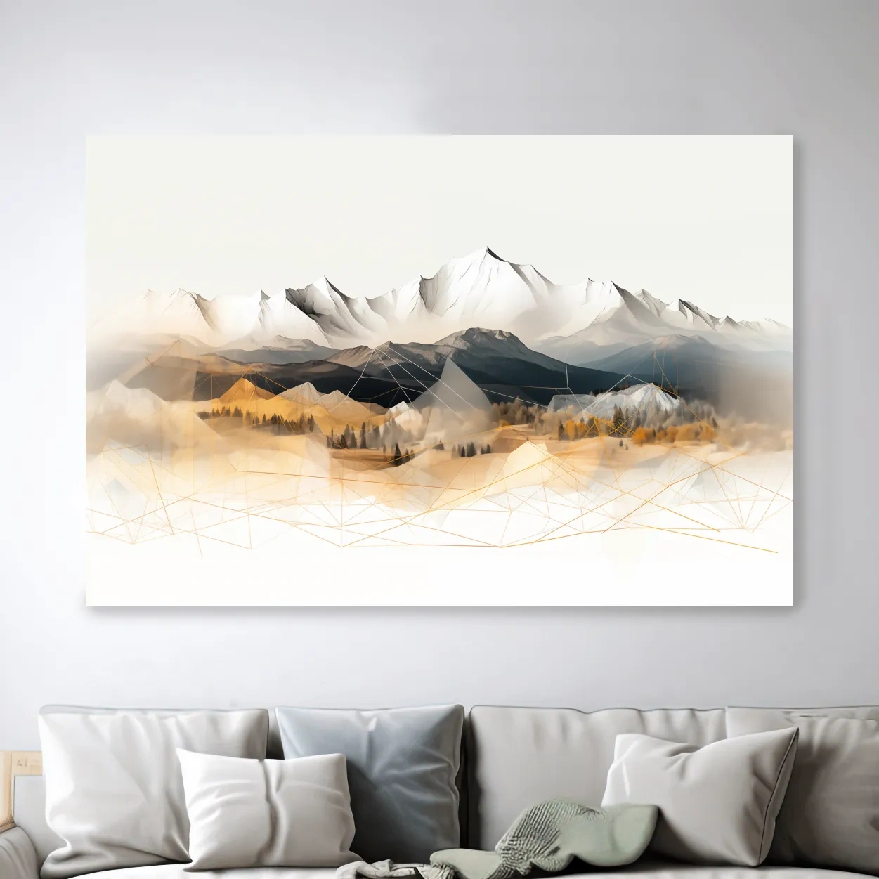 Geometric Mountain Range Forest Landscape - Modern Abstract Wall Art
