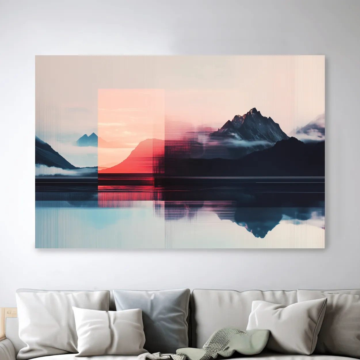 Glitch Art Alpine Mountain Sunset - Abstract Modern Wall Art