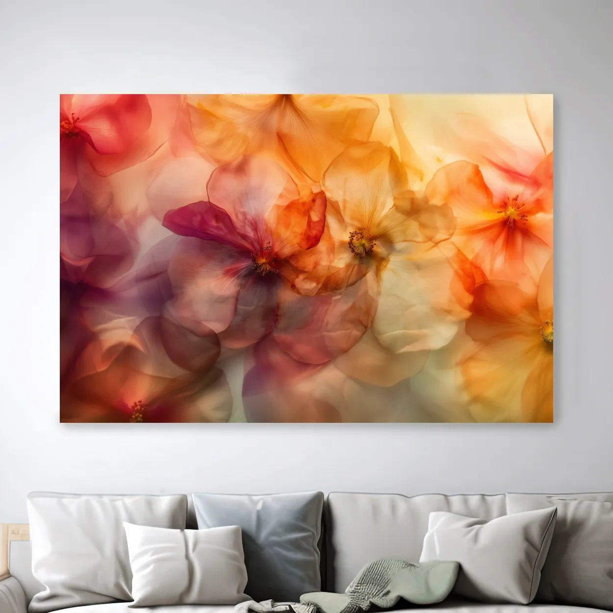 Oshibana style pressed flowers wall art print