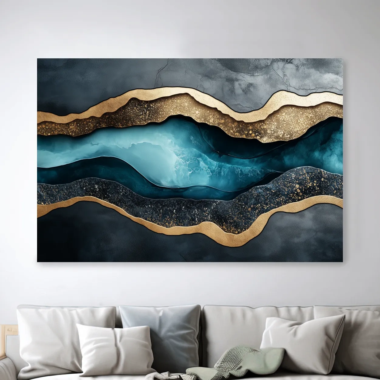 Modern abstract wall art, elegant 3D layered textured artwork representing natural elements