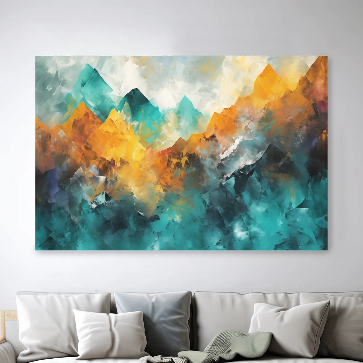 Vibrant  Abstract Mountain Painting - Textured Landscape Wall Art