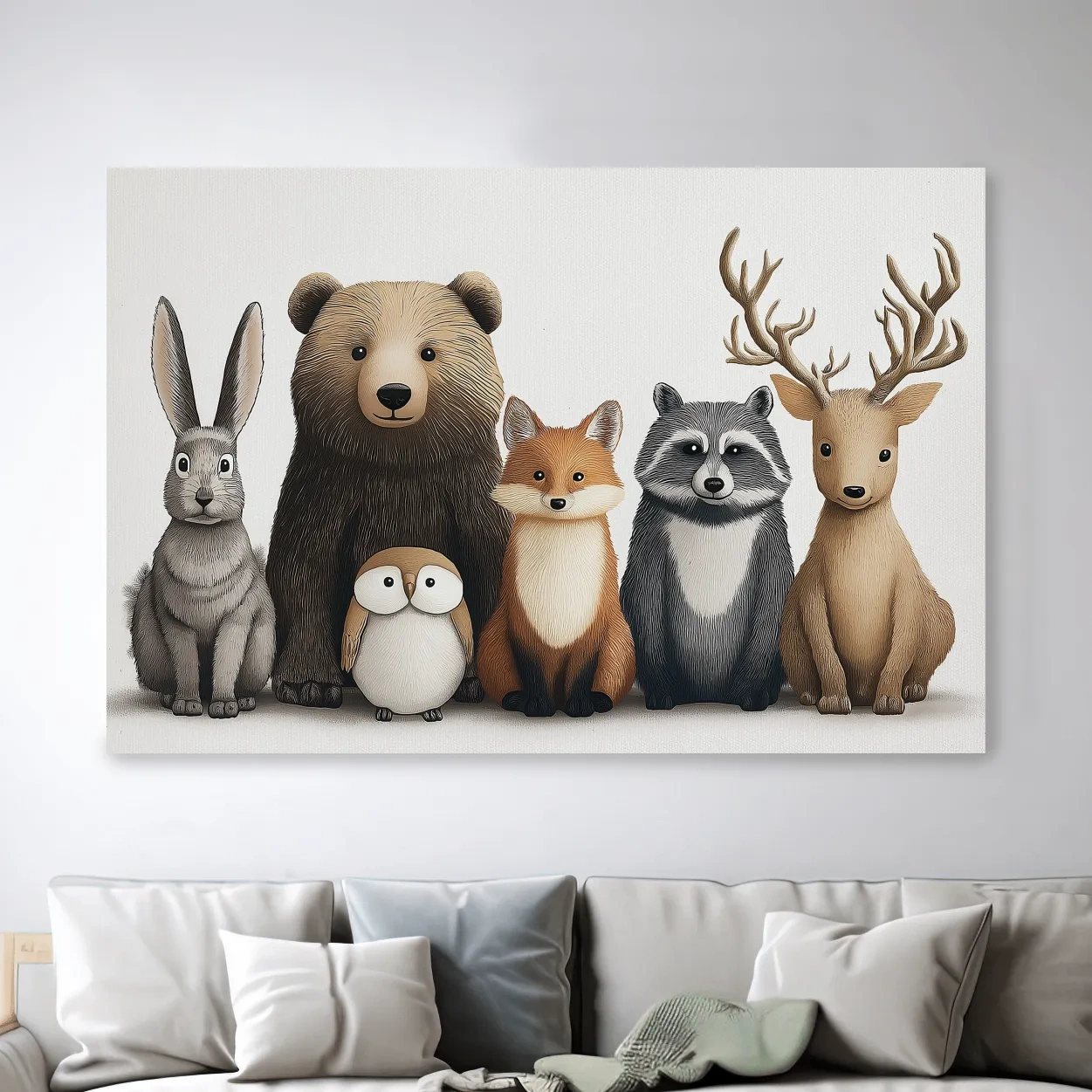 Adorable nursery woodland animals artwork, childrens room decor wall art