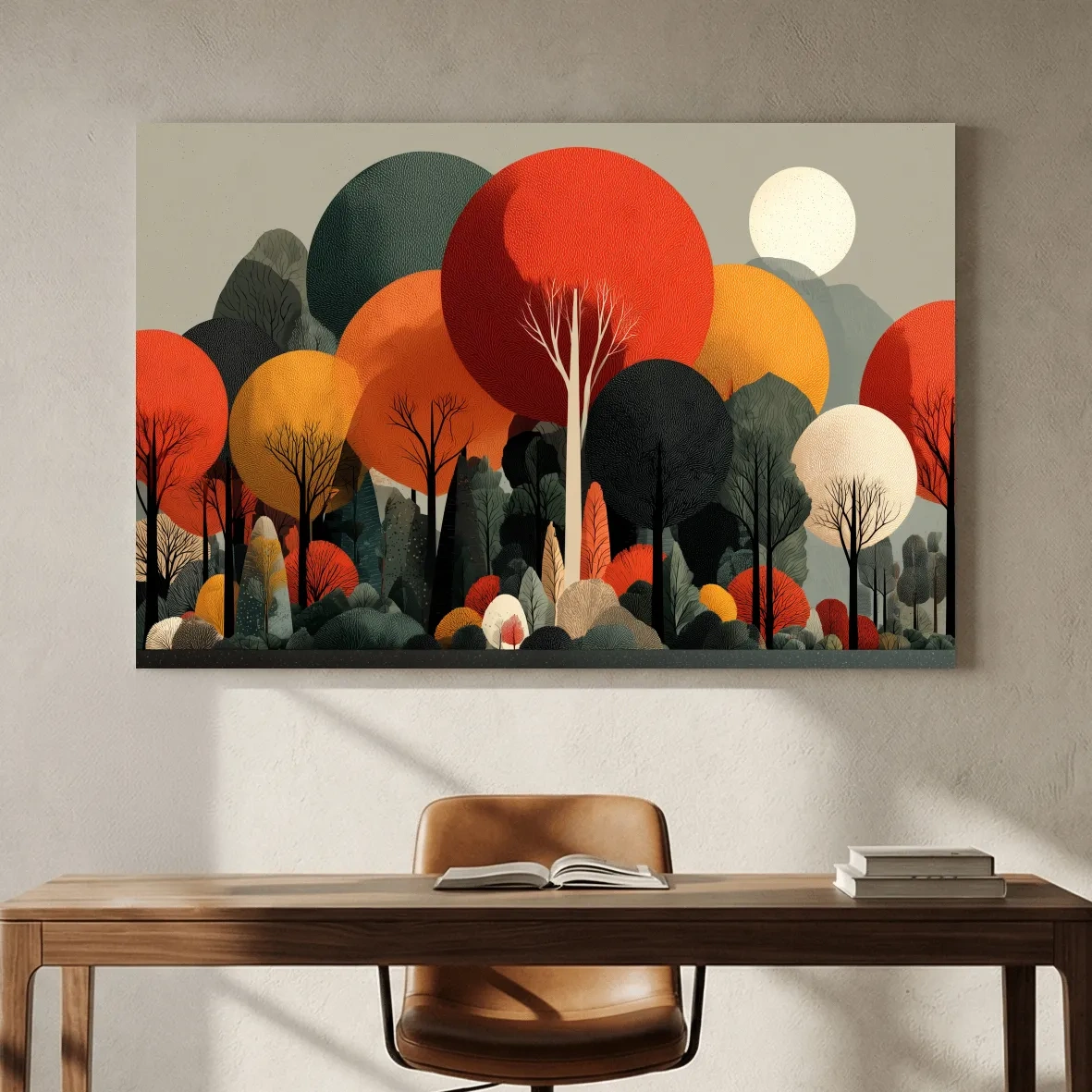 Abstract Autumn Forest Trees Canvas Art - Modern Scandinavian Wall Art