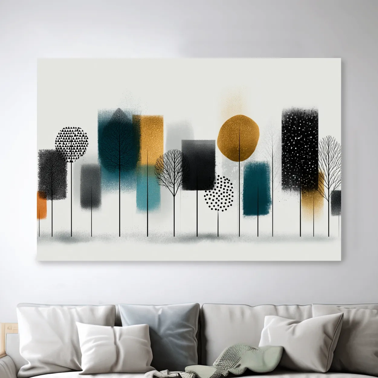 Abstract Minimalist Forest Grove Silhouettes - Modern Scandinavian Geometric Wall Art