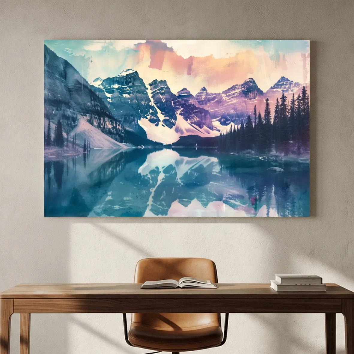 Valley of the Ten Peaks Watercolor Painting - Moraine Lake Banff Wall Art