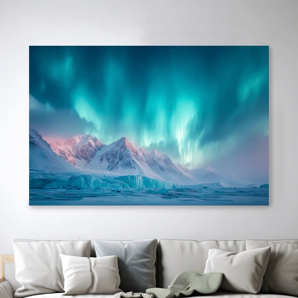 Aurora Borealis Over Icy Arctic Mountains - Northern Lights Wall Art