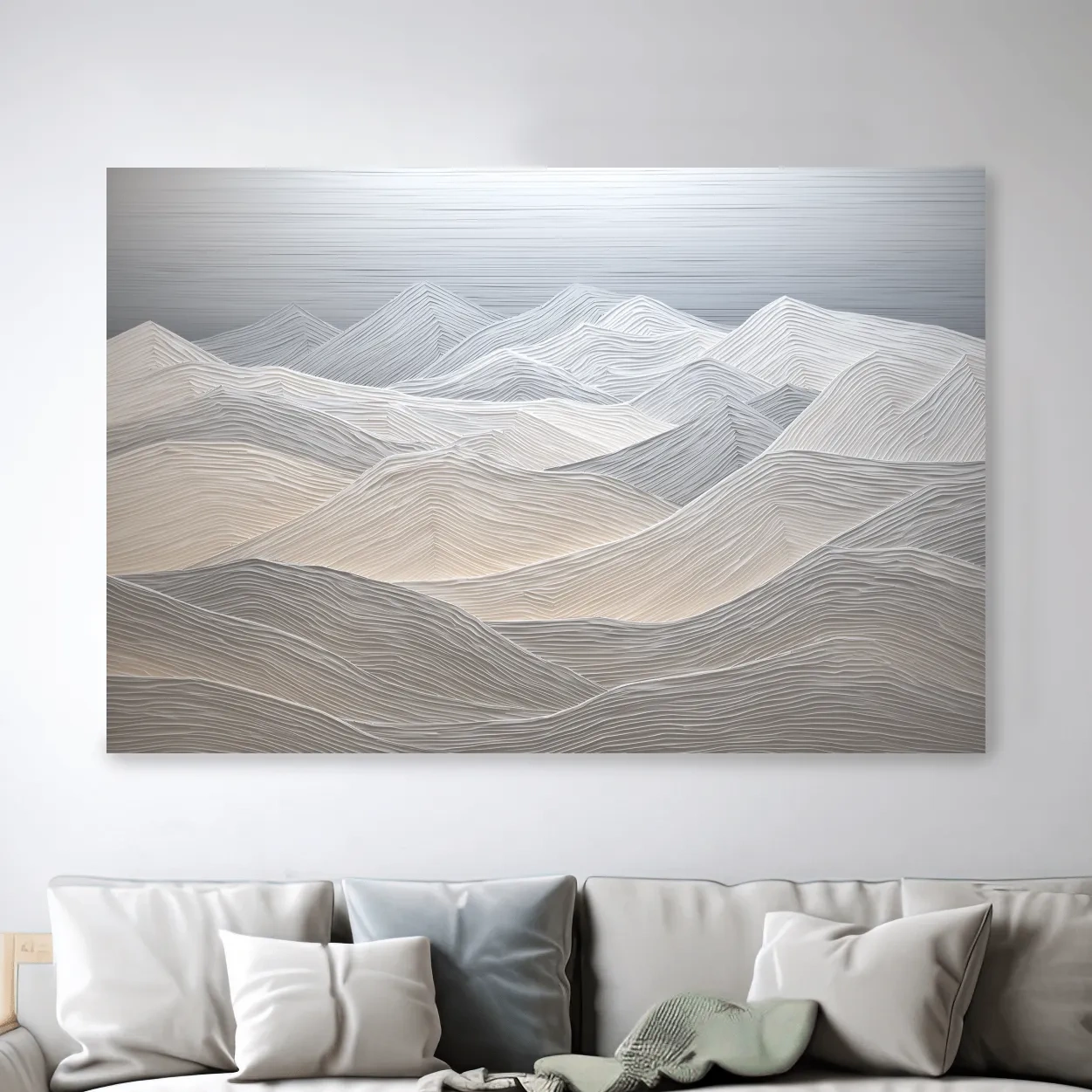 Minimalist Textured Topographic Mountain Ridges - 3D Painting Effect Wall Art