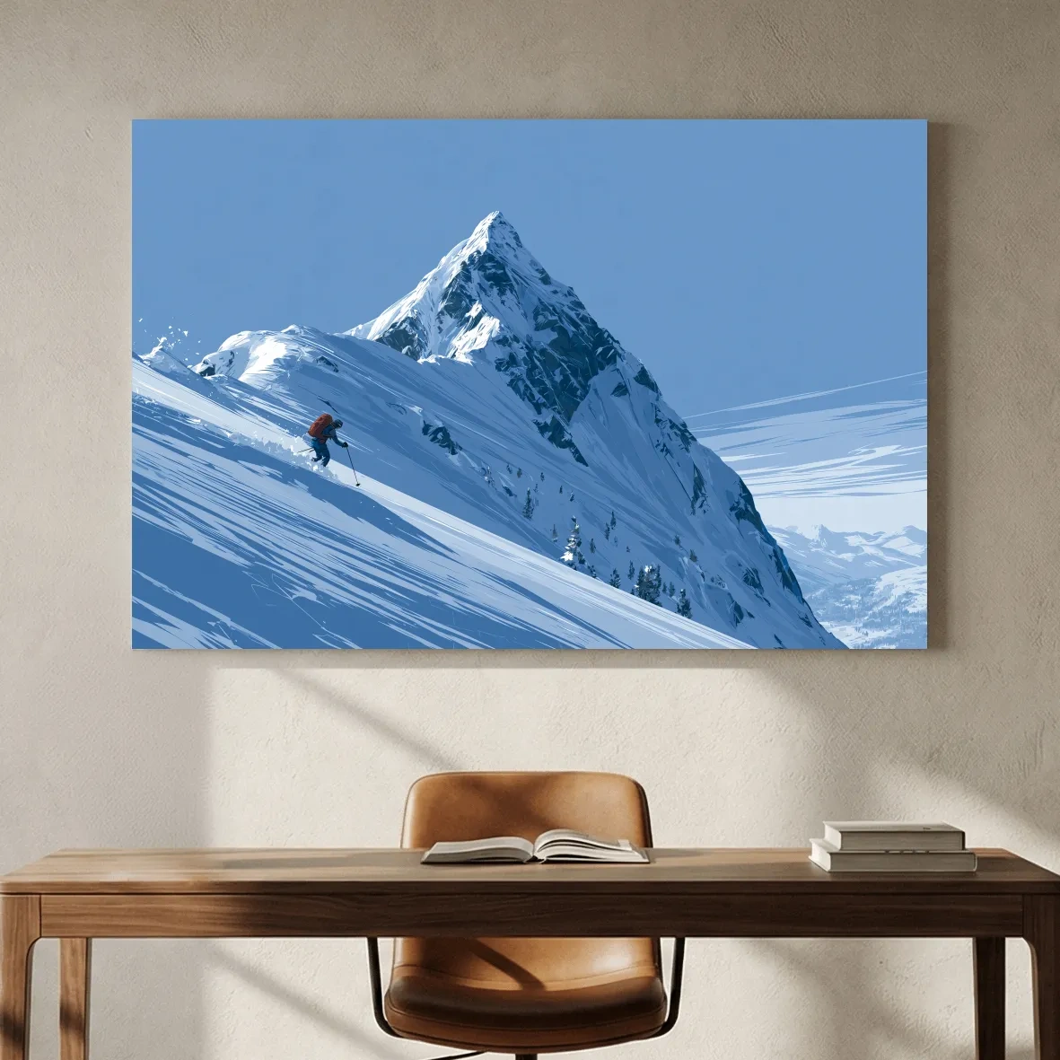 Epic Backcountry Skier On Snowy Peak - Alpine Mountain Winter Wall Art