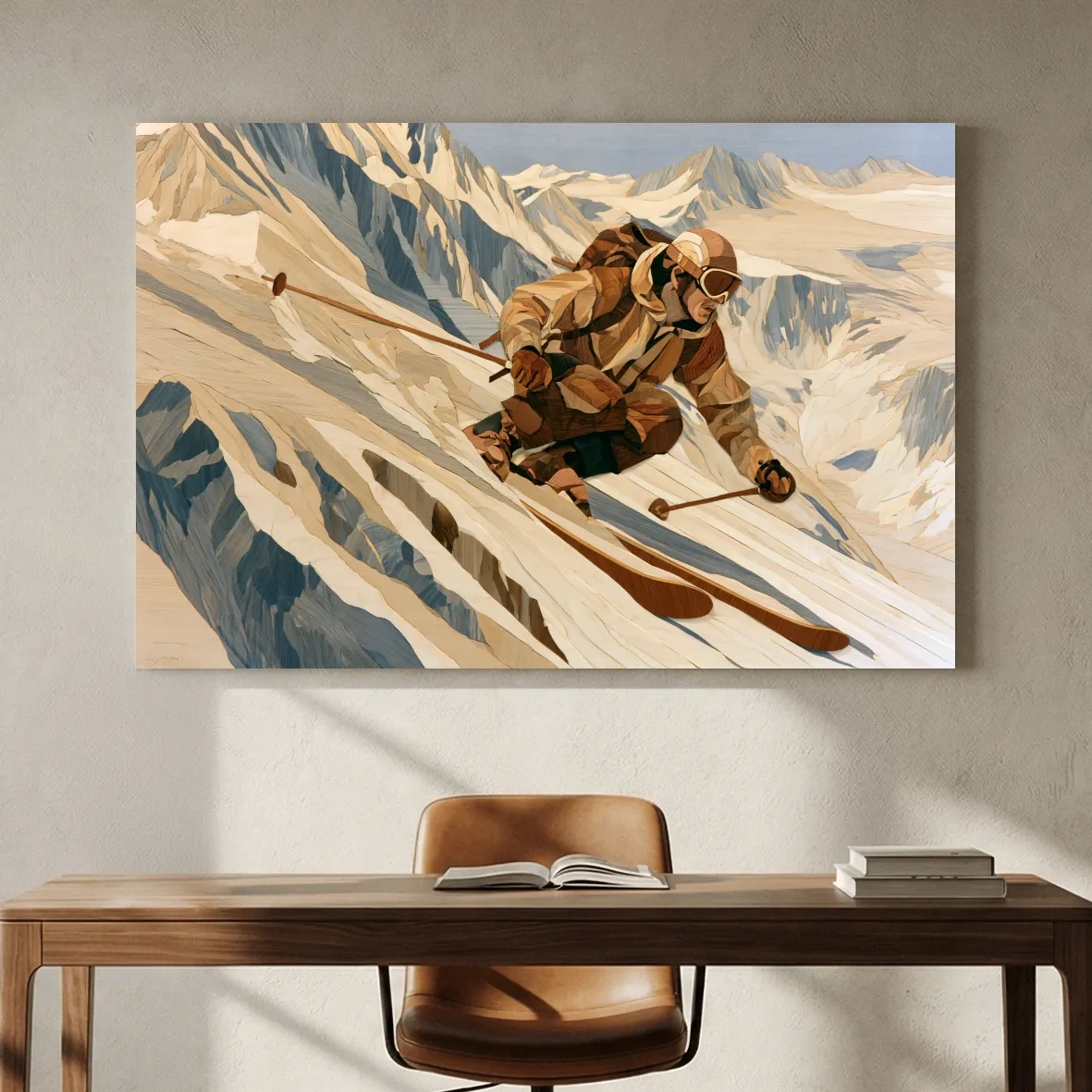 Dynamic Backcountry Skier Alpine Descent - Adventure Winter Sports Wall Art