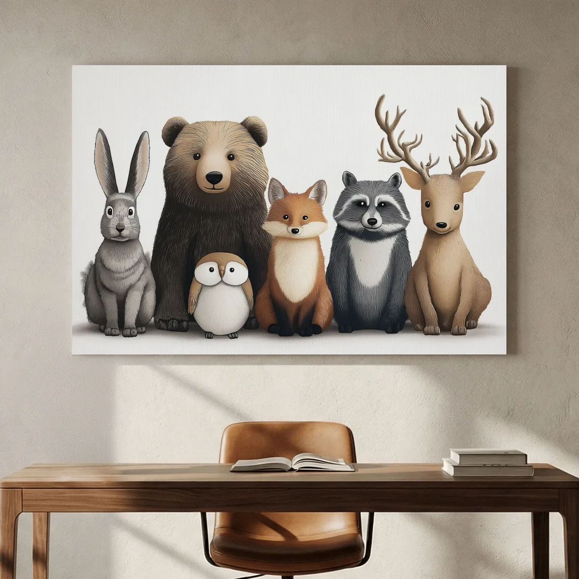 Cute Woodland Animal Art Illustration - Nursery Wildlife Wall Art - Childrens Room Decor