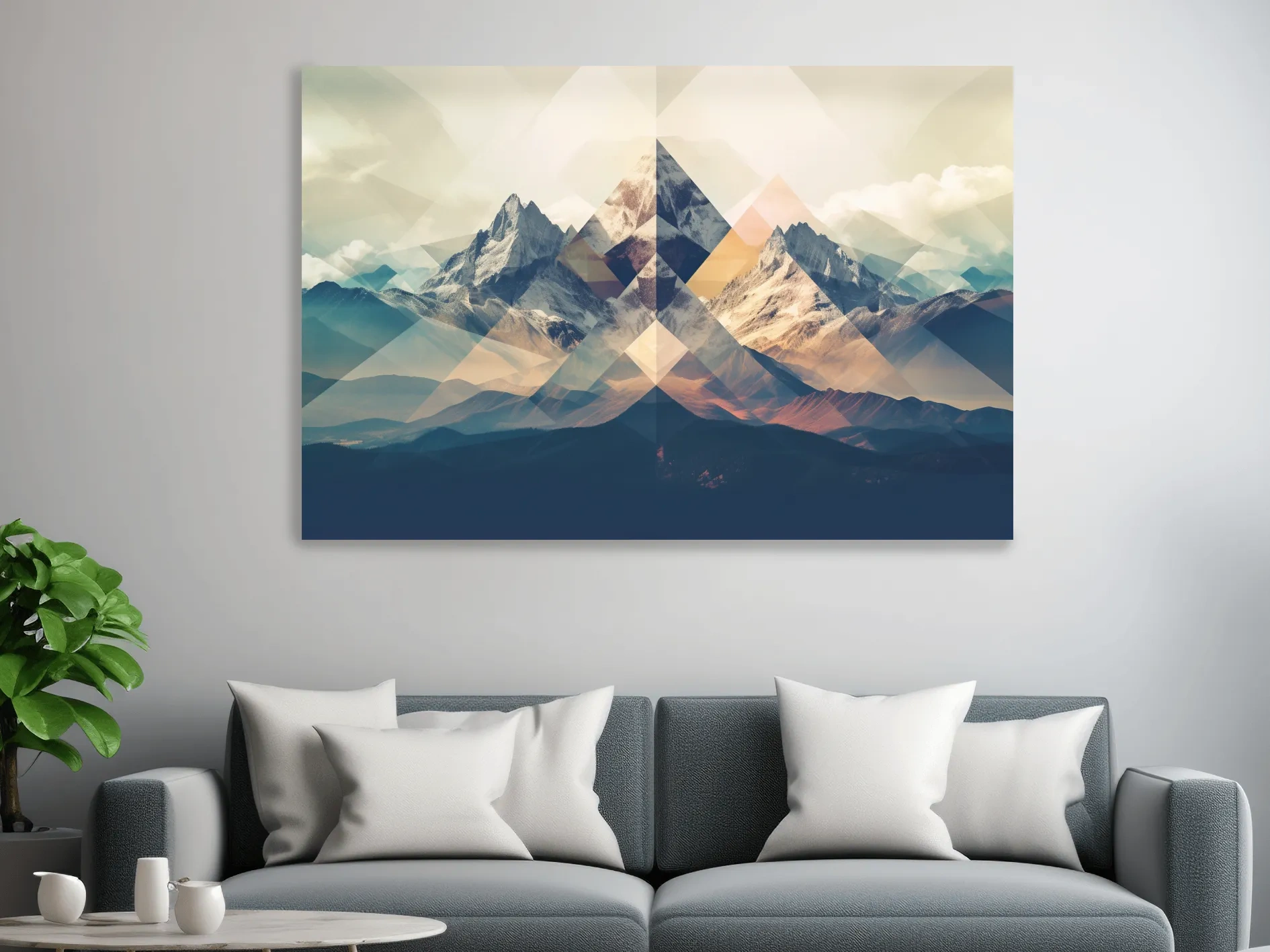 Geometric Abstract Alpine Mountain Peaks - Modern Polygon Landscape Wall Art
