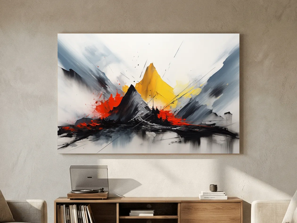 Abstract Mountain Peaks Painting - Modern Impasto Style Wall Art