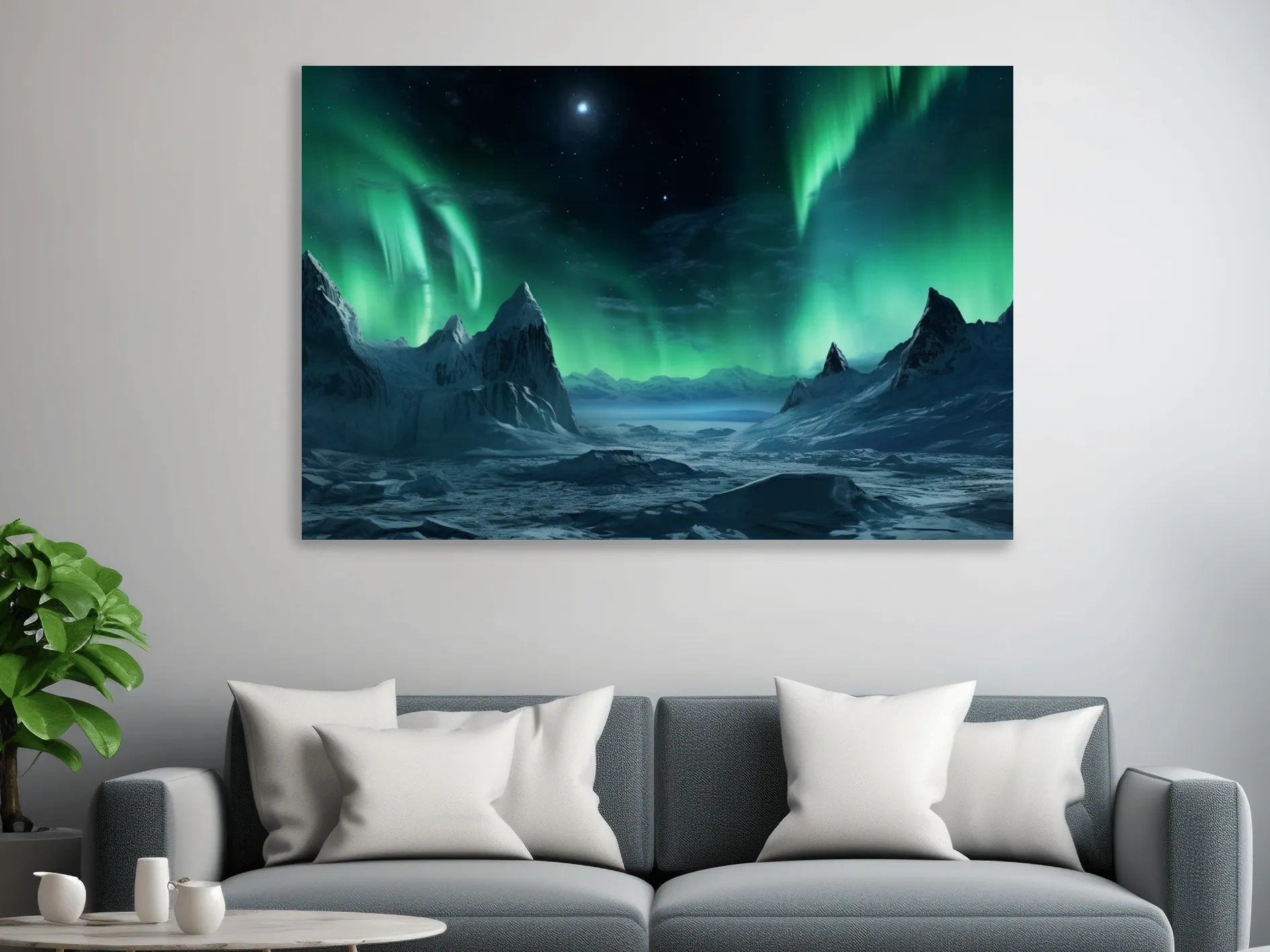 Photographic art, northern lights over the arctic