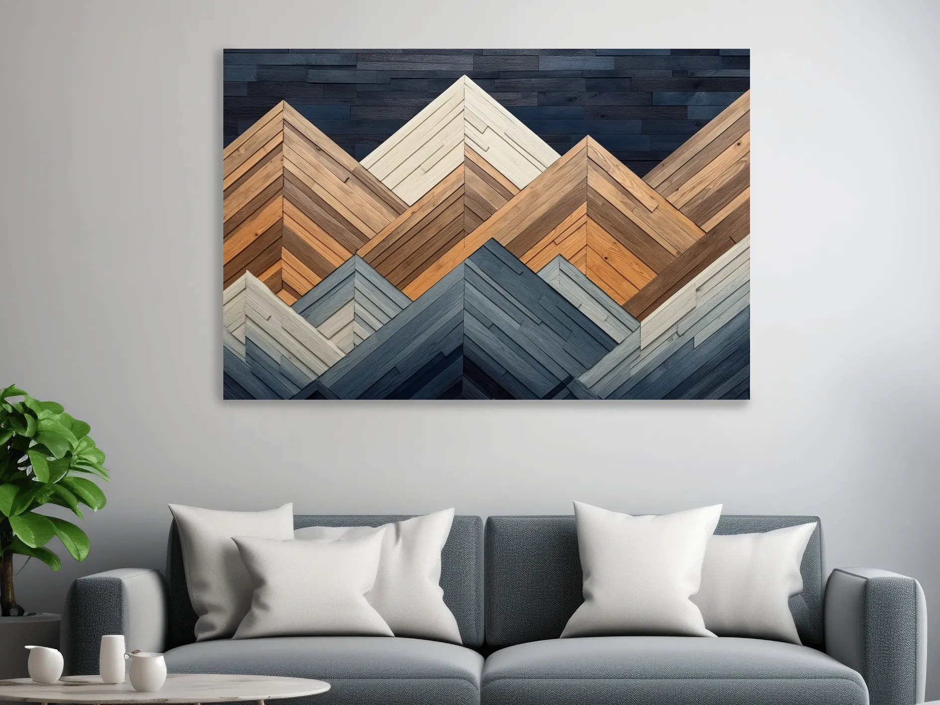Printed wooden panel mountain art