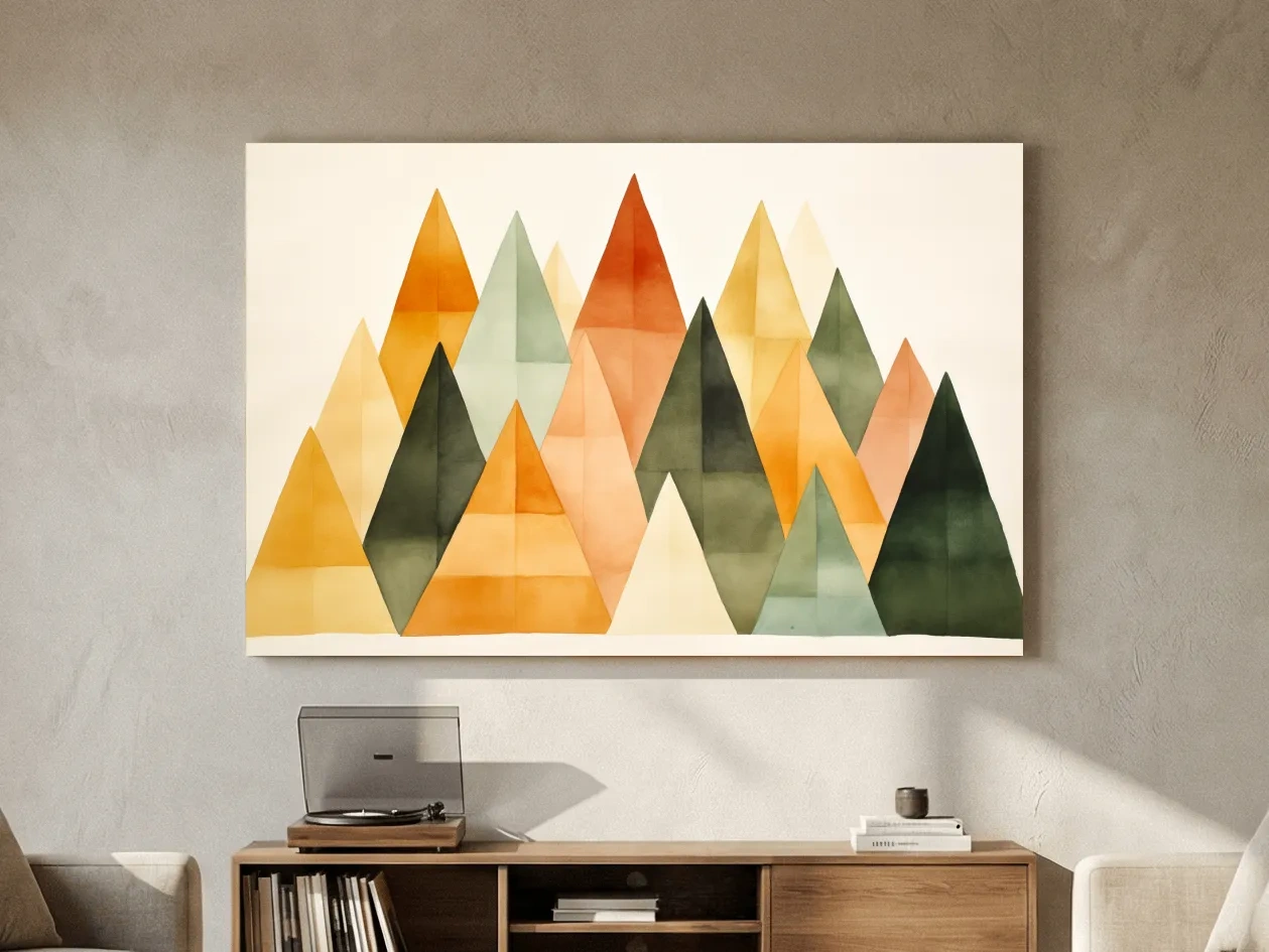 Geometric Watercolor Mountains - Modern Scandi Minimalist Wall Art