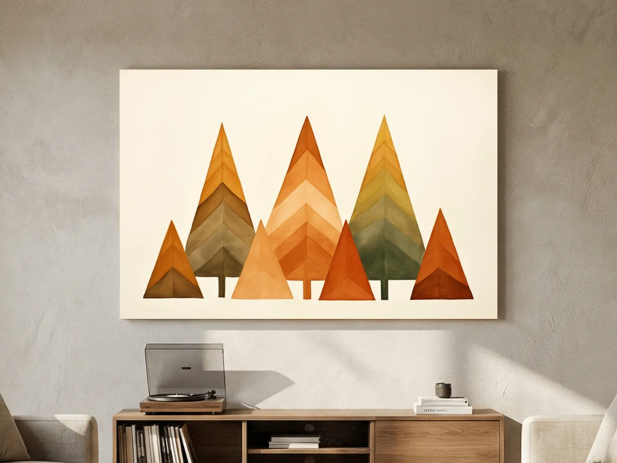 Minimalist Watercolor Pine Tree Forest - Scandinavian Geometric Nature Wall Art