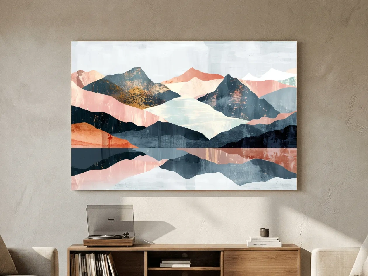 Abstract Pastel Mountain Peaks - Modern Landscape Wall Art