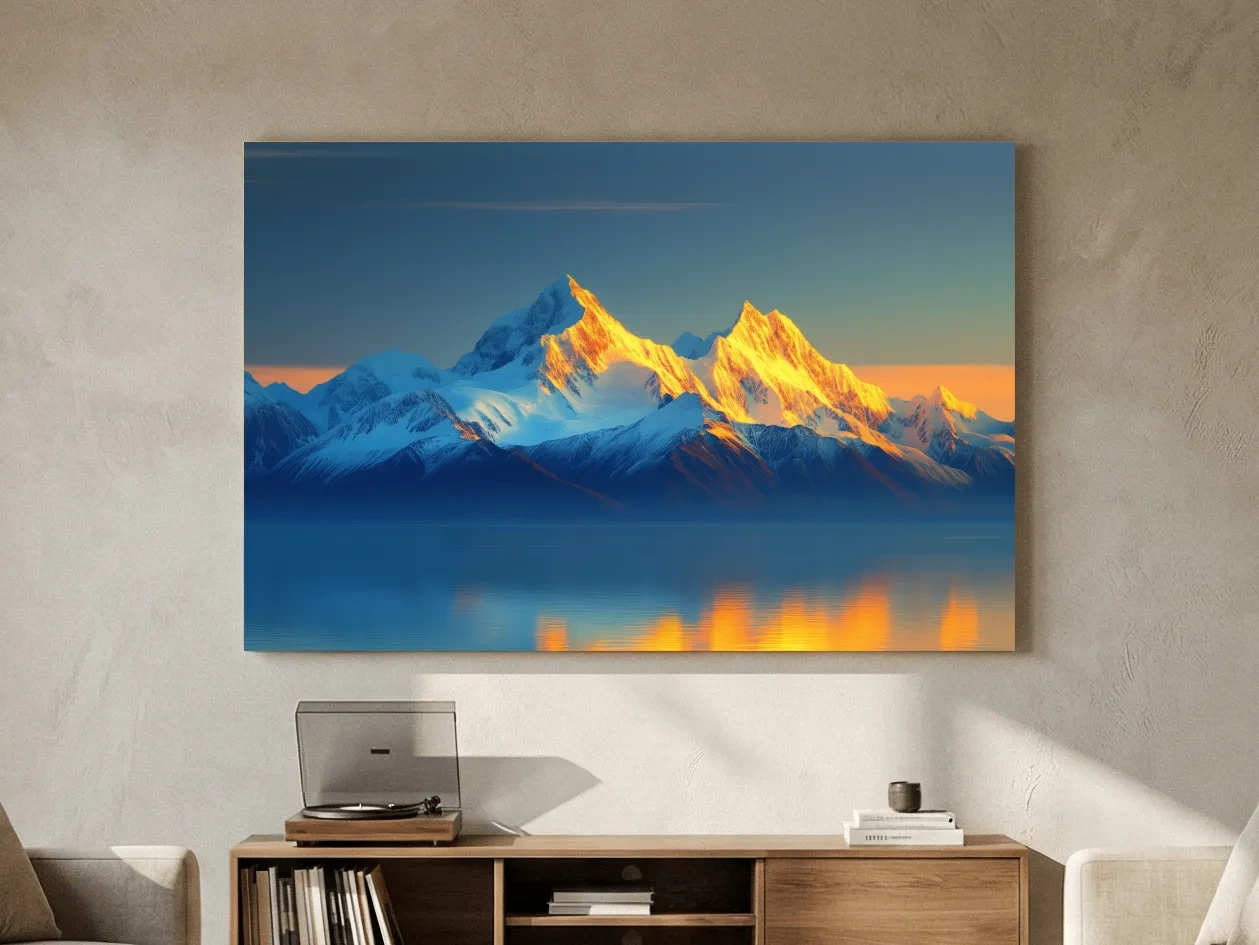 Arctic Glacier Mountain Sunset - Golden Hour Photographic Wall Art