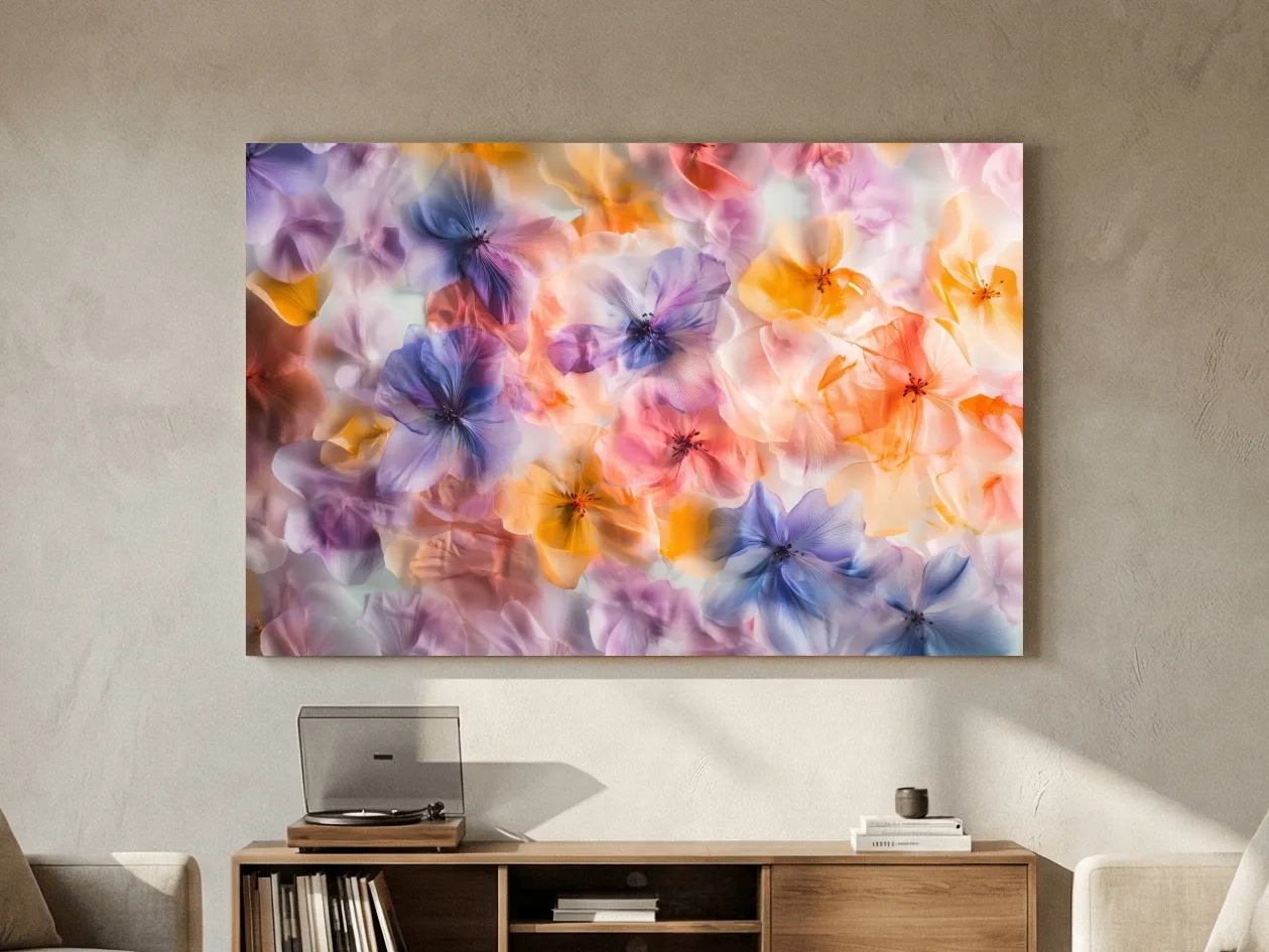 Oshibana Pastel Floral Petal Collage - Soft Botanical Wall Art