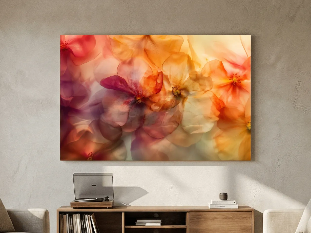 Ethereal Warm Floral Watercolor Blooms - Oshibana Botanical Wall Art