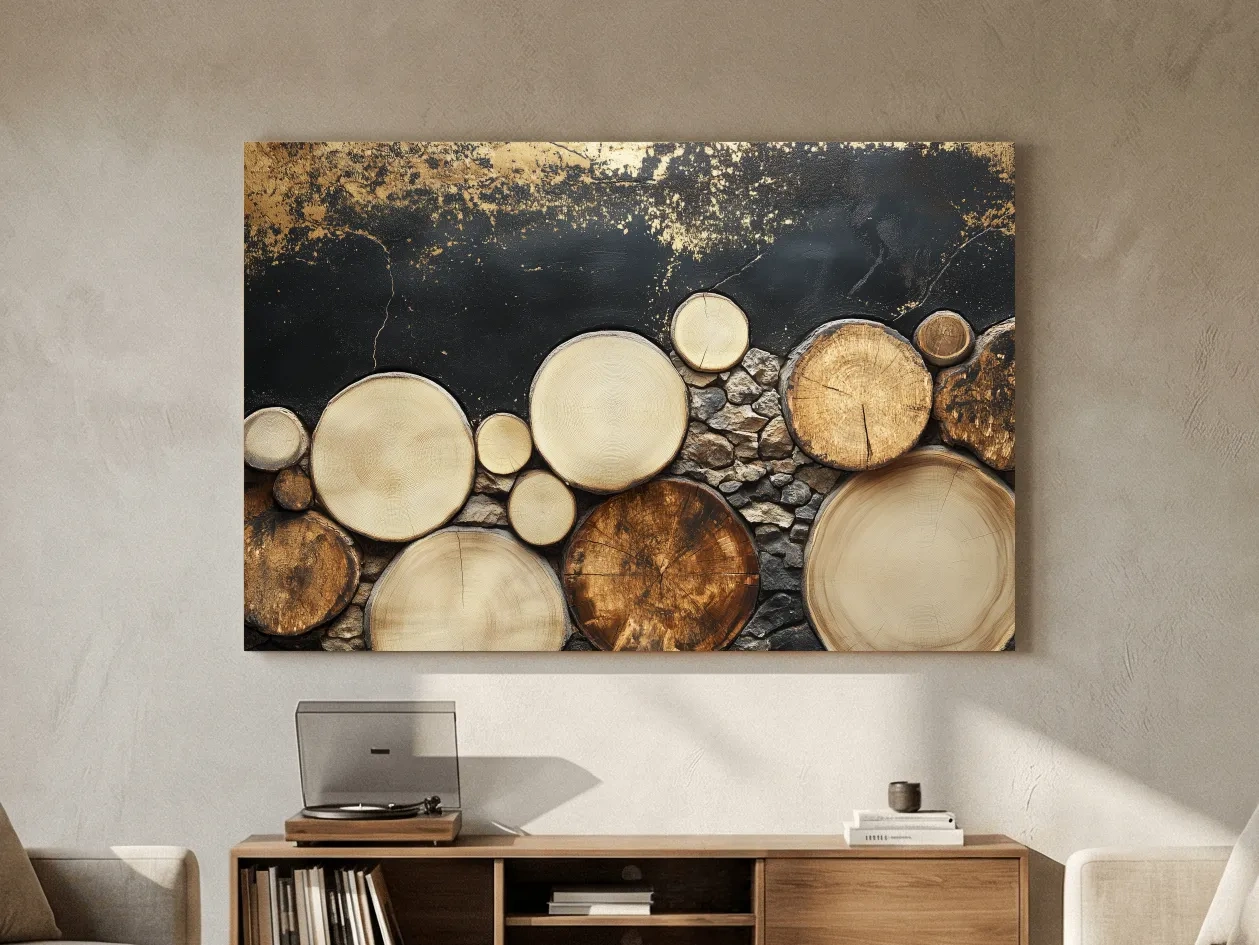 Rustic Wood & Stone Texture - Modern Farmhouse Wall Art