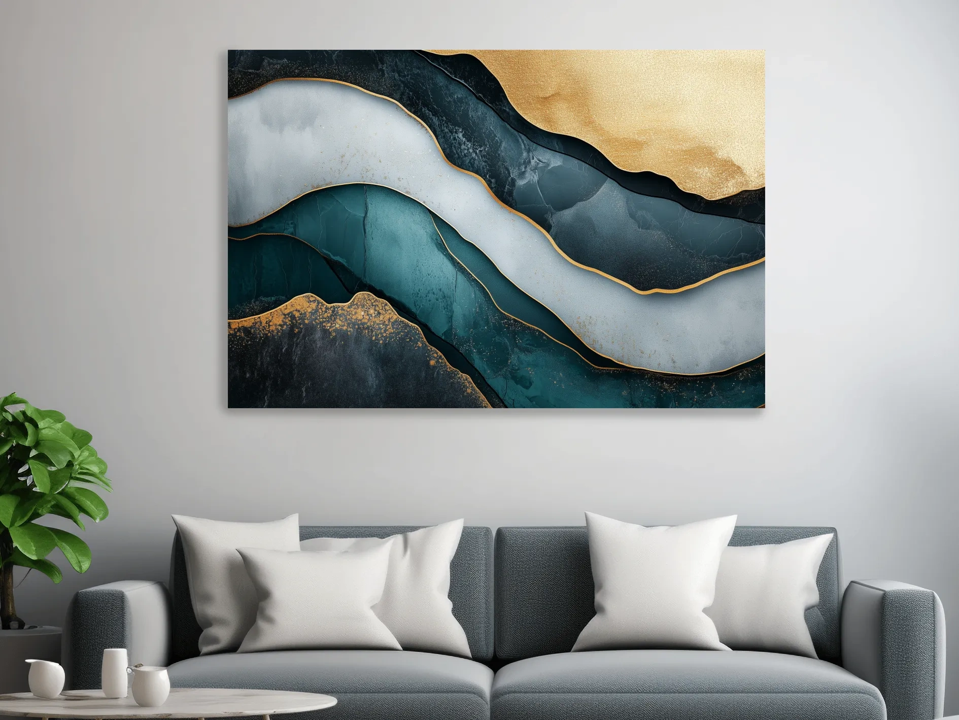 Elegant abstract mountain artwork, flowing textured 3D layer effect wall art
