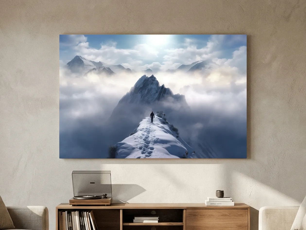 Epic Snowy Mountain Ridge Hike - Photographic Alpine Wall Art