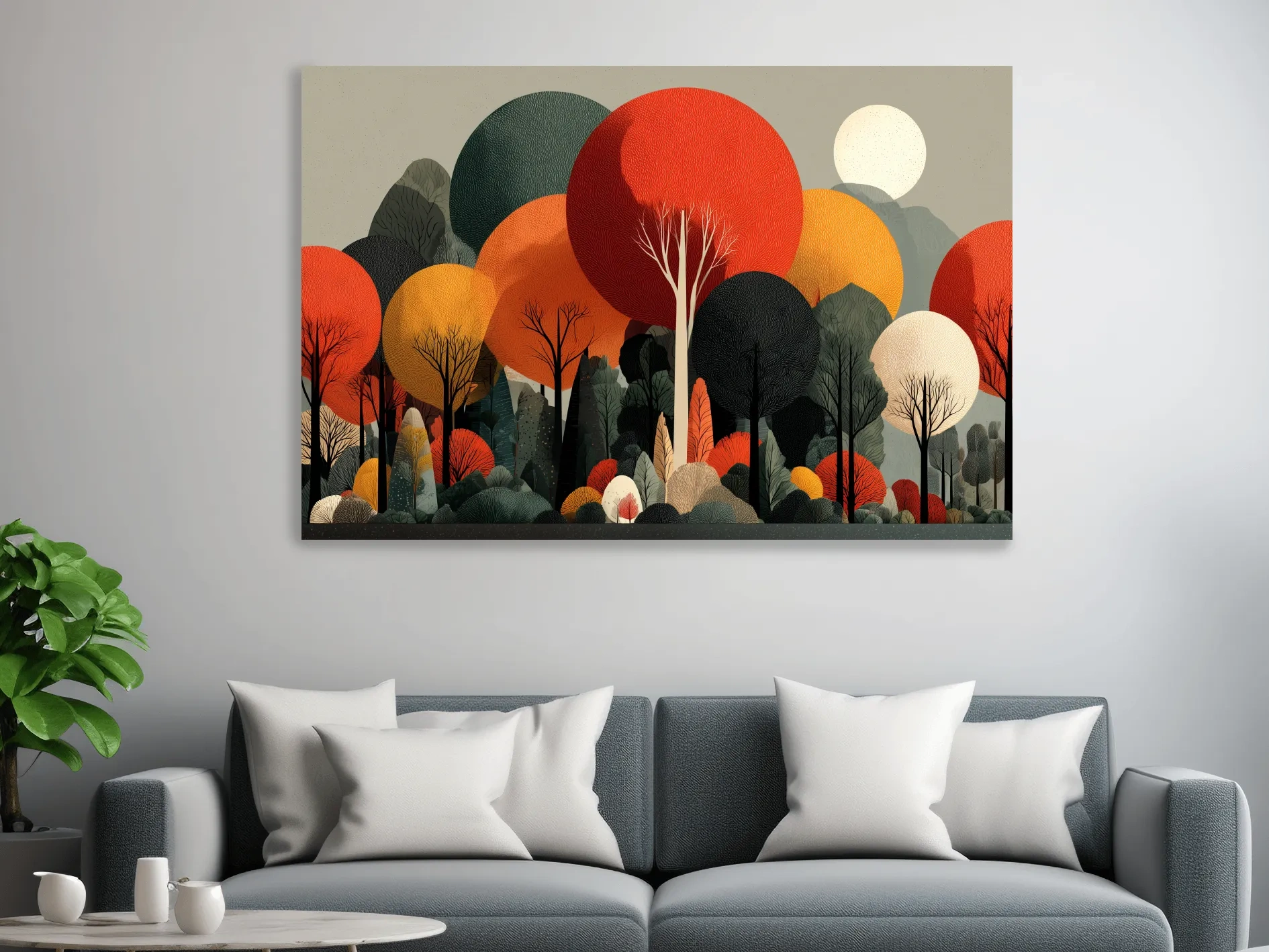 Abstract Autumn Forest Trees Canvas Art - Modern Scandinavian Wall Art