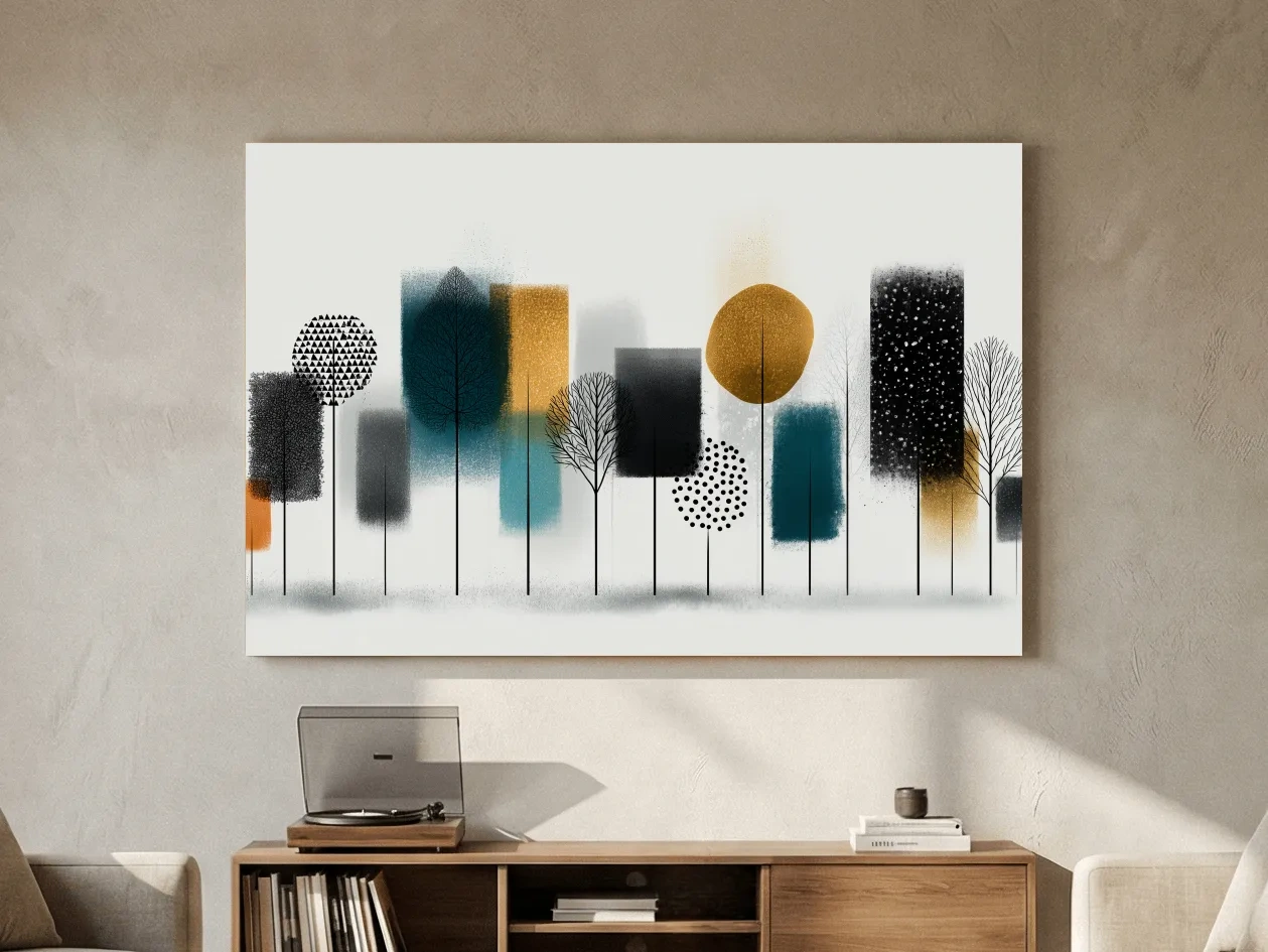 Abstract Minimalist Forest Grove Silhouettes - Modern Scandinavian Geometric Wall Art