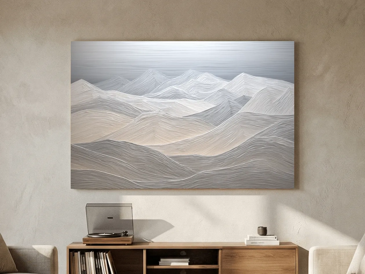 Minimalist Topographic Mountain Ridges - 3D Painting Effect Wall Art