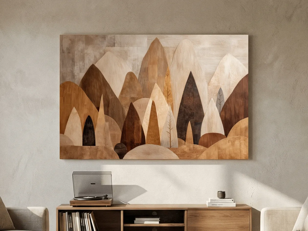 Earthy Abstract Boho Mountains - Modern Minimalist Forest Wall Art