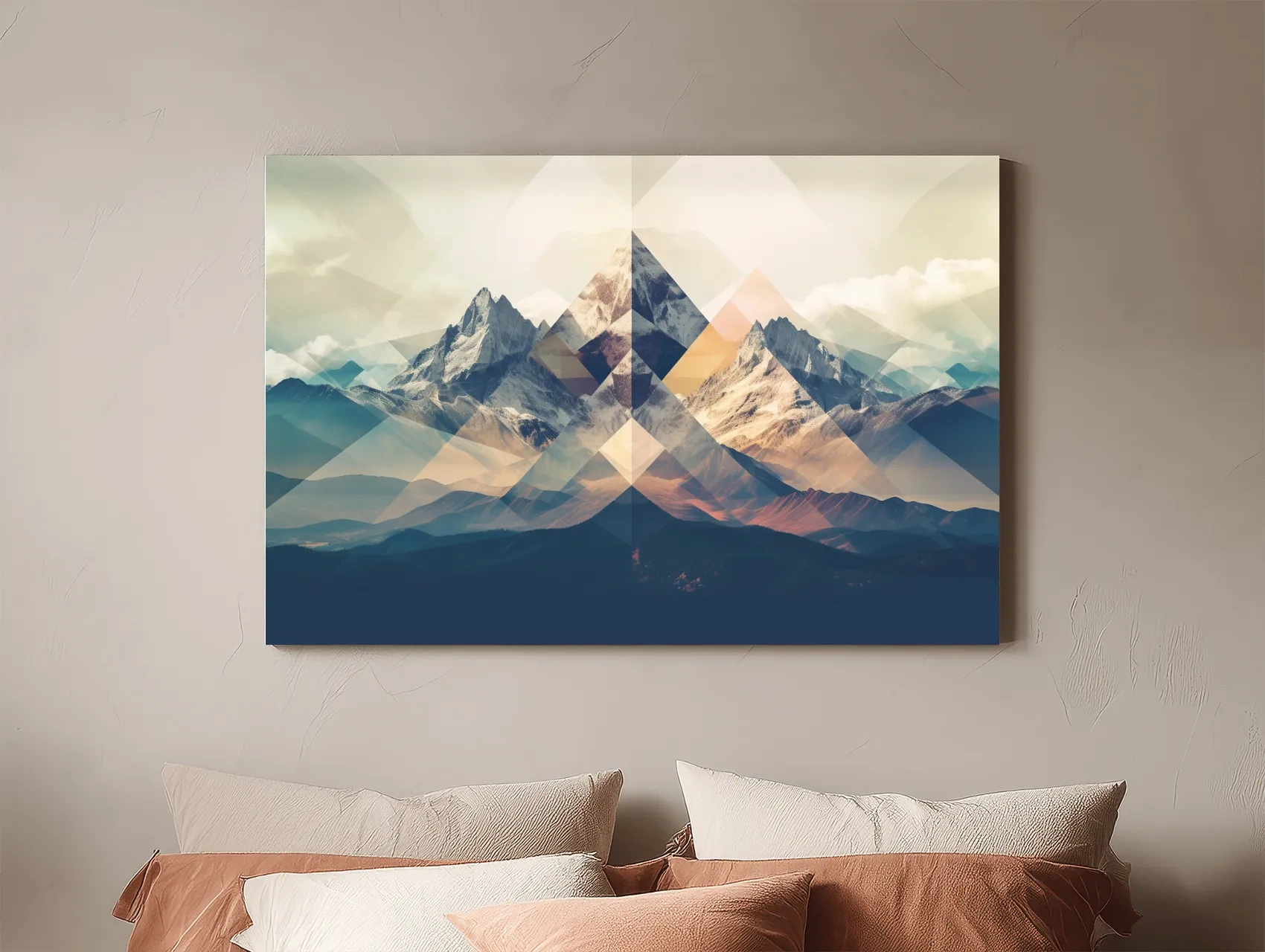 Geometric Abstract Alpine Mountain Peaks - Modern Polygon Landscape Wall Art