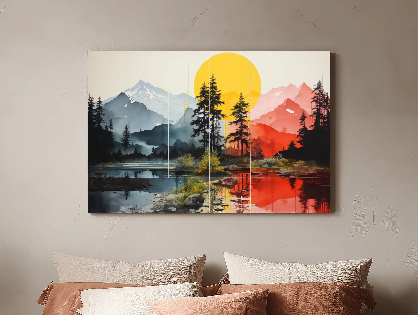 Abstract Alpine Lake Landscape - Mountain Sunset Wall Art