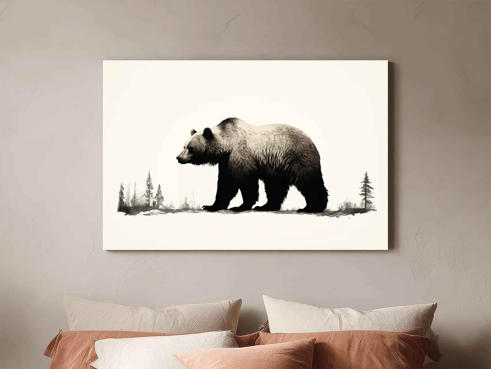 Minimalist Grizzly Bear Silhouette - Black And White Wildlife Wall Art