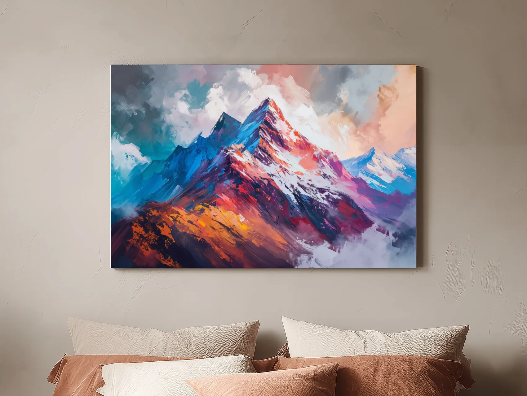 Vibrant Abstract Alpine Mountain Peaks - Colorful Landscape Wall Art