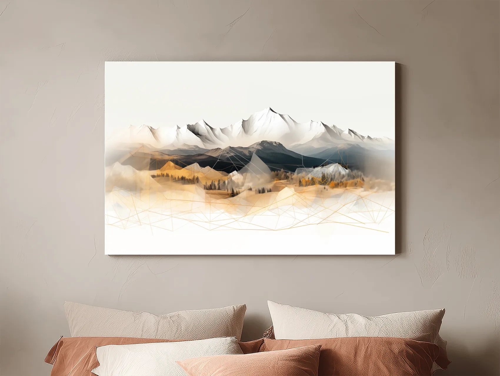 Geometric Mountain Range Forest Landscape - Modern Abstract Wall Art