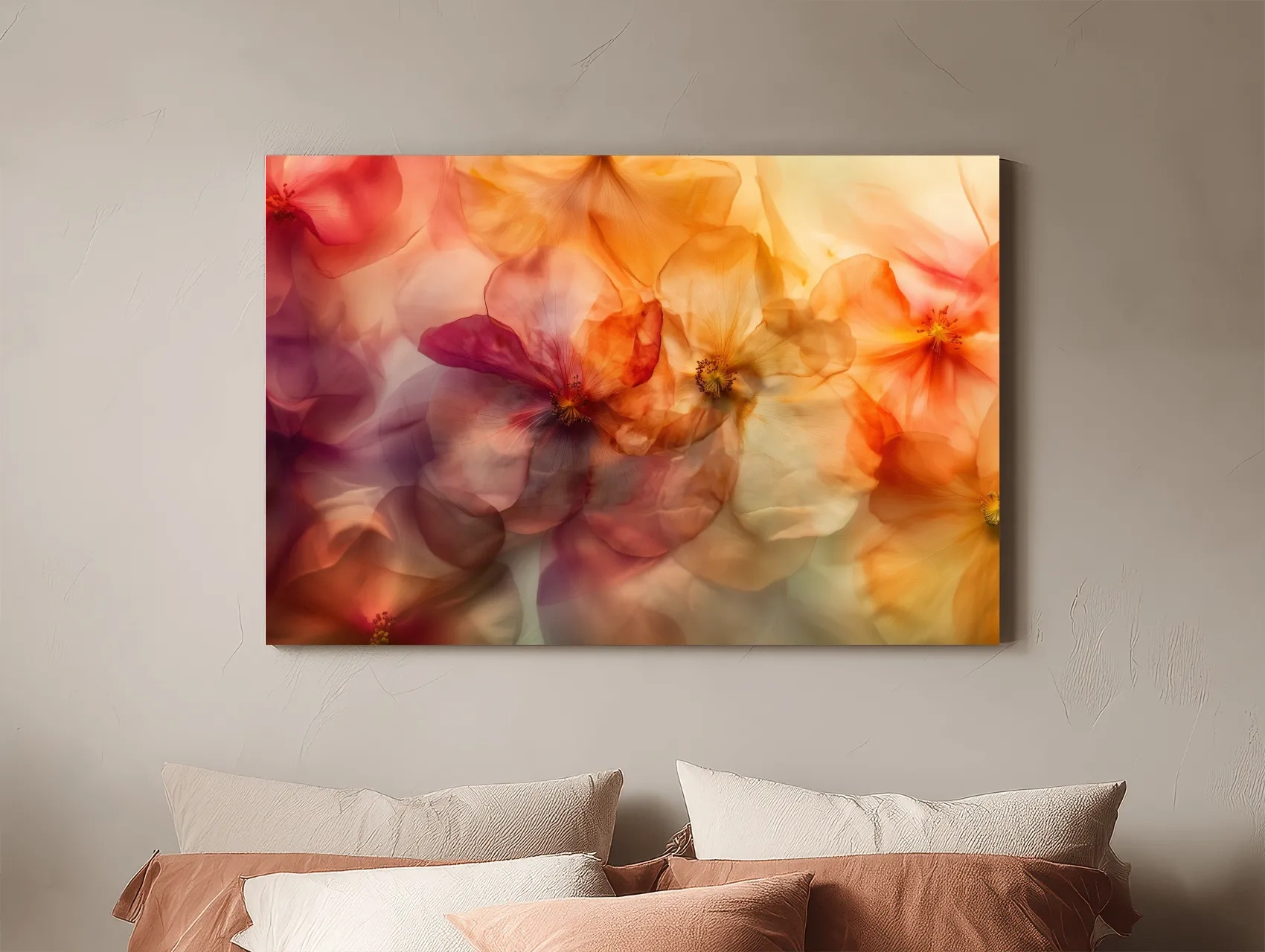 Ethereal Warm Floral Watercolor Blooms - Oshibana Botanical Wall Art