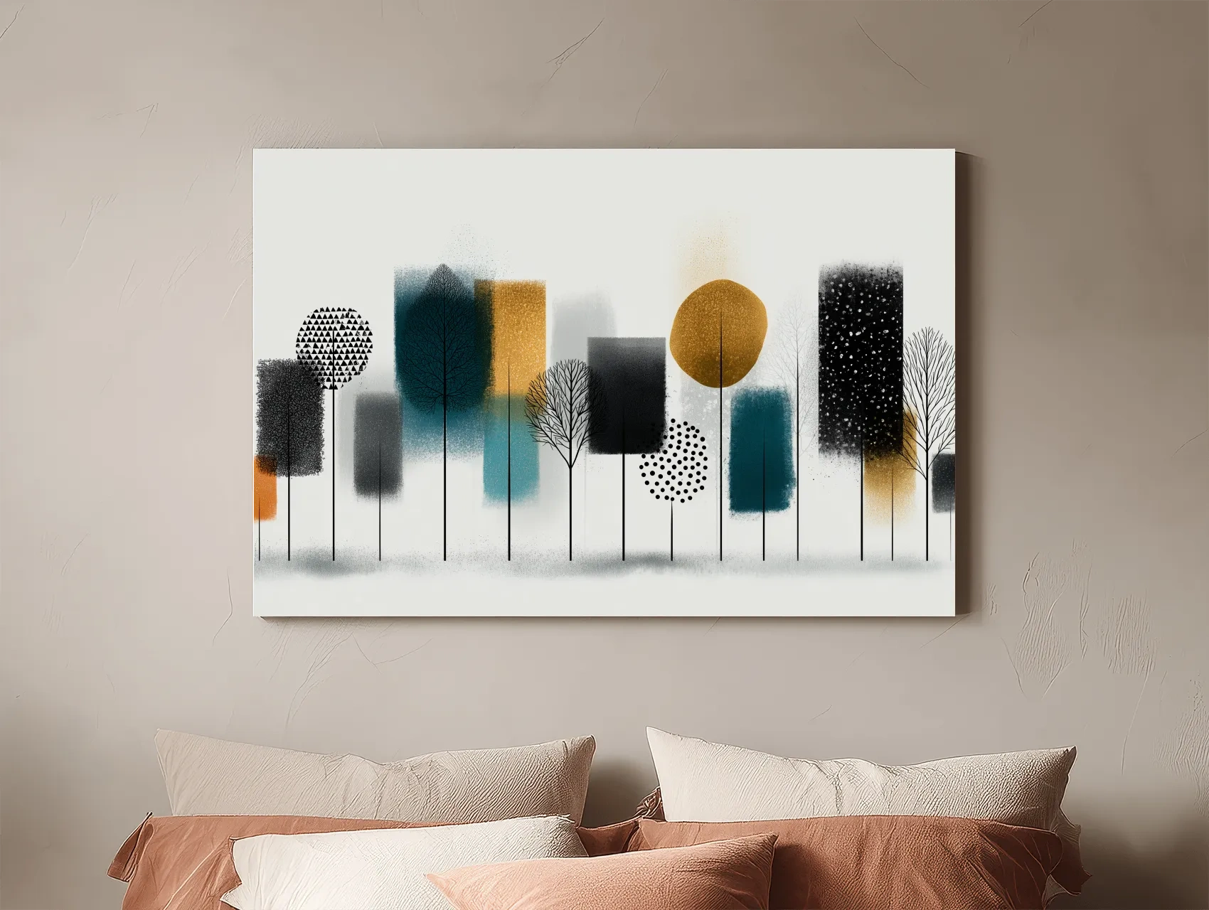 Abstract Minimalist Forest Grove Silhouettes - Modern Scandinavian Geometric Wall Art