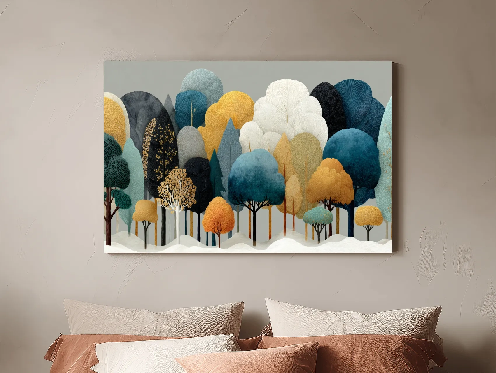 Scandinavian Winter Forest Trees Illustration - Modern Boho Nature Wall Art