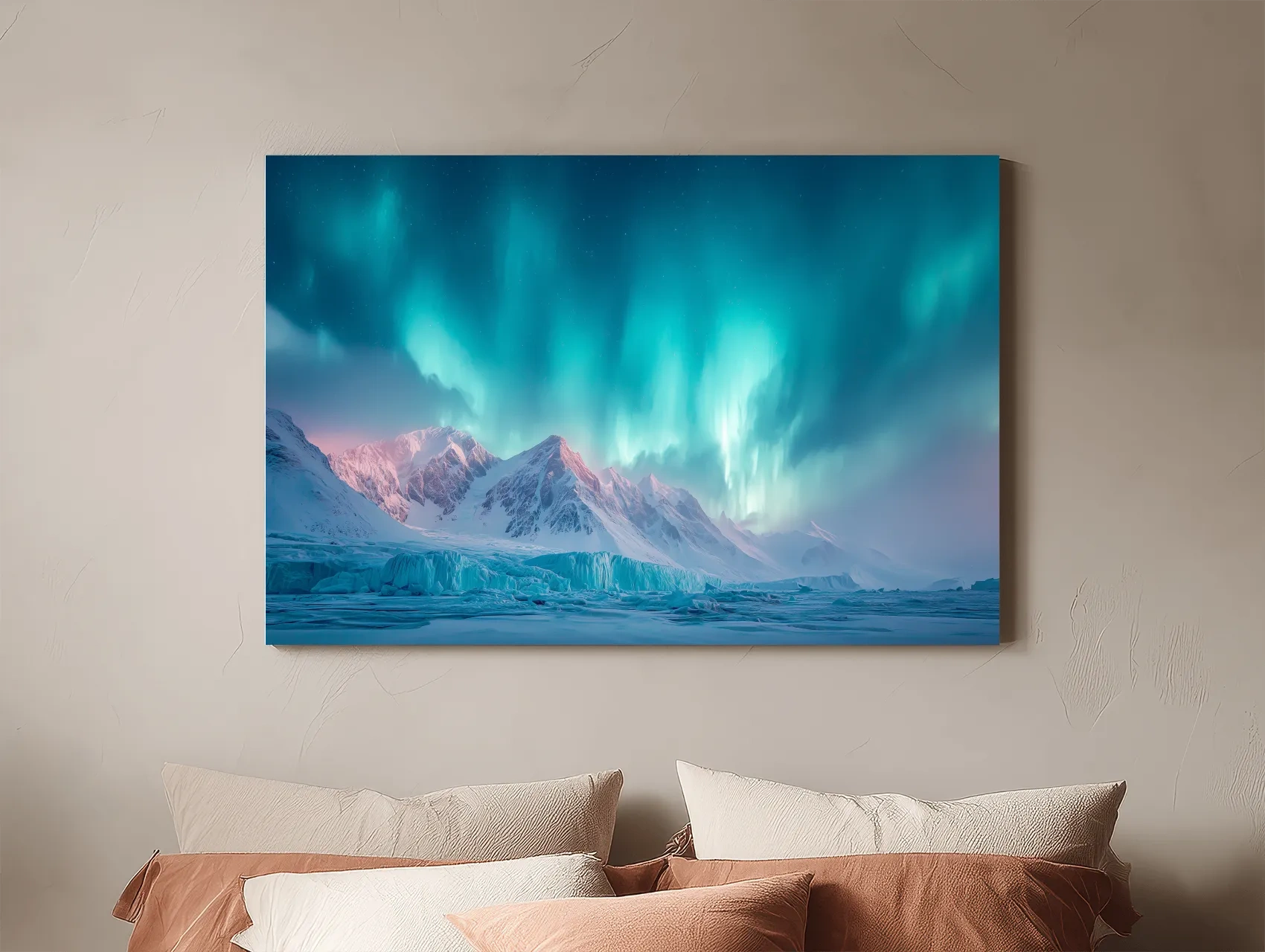 Aurora Borealis Over Icy Arctic Mountains - Northern Lights Wall Art