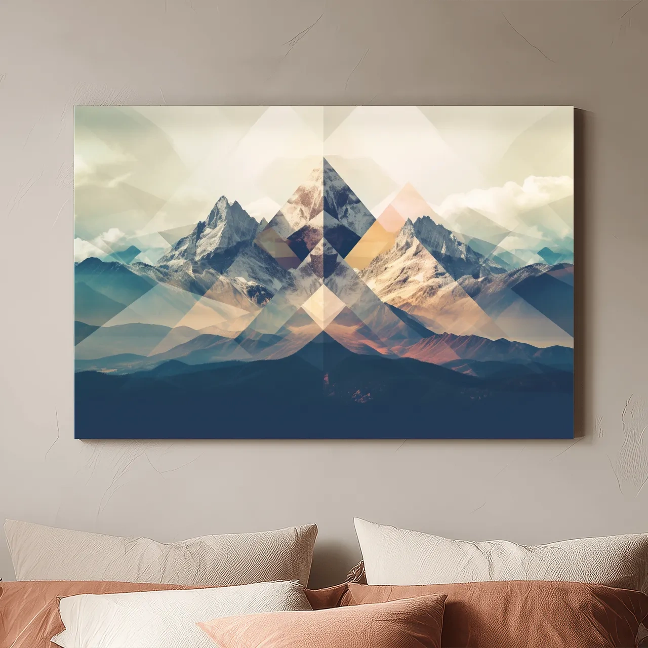 Geometric Abstract Alpine Mountain Peaks - Modern Polygon Landscape Wall Art