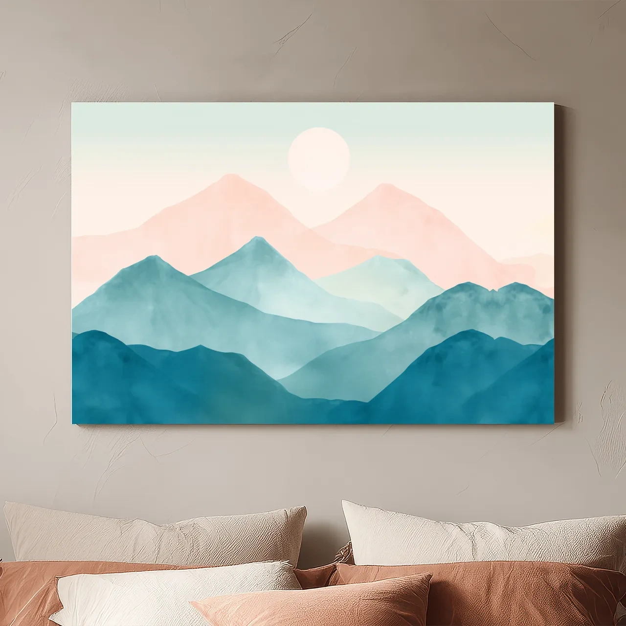 Minimalist Pastel Watercolor Mountains - Serene Abstract Landscape Wall Art
