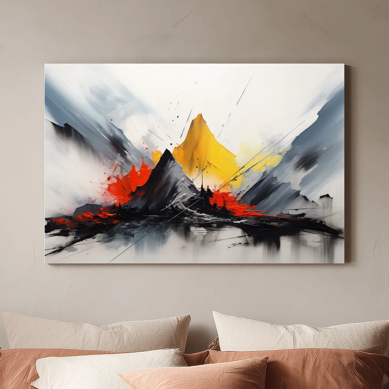 Abstract Mountain Peaks Painting - Modern Impasto Style Wall Art