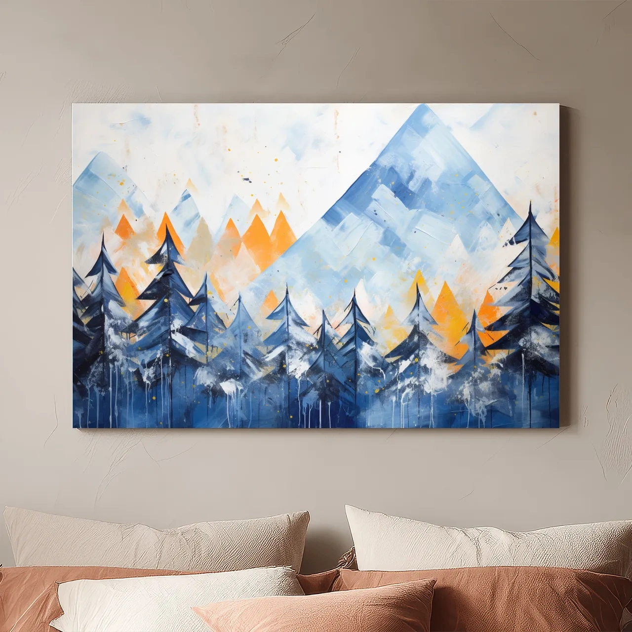 Abstract Alpine Mountain Peaks - Watercolor Forest Wall Art