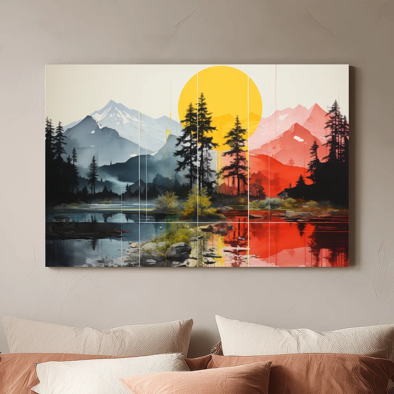 Abstract Alpine Lake Landscape - Mountain Sunset Wall Art