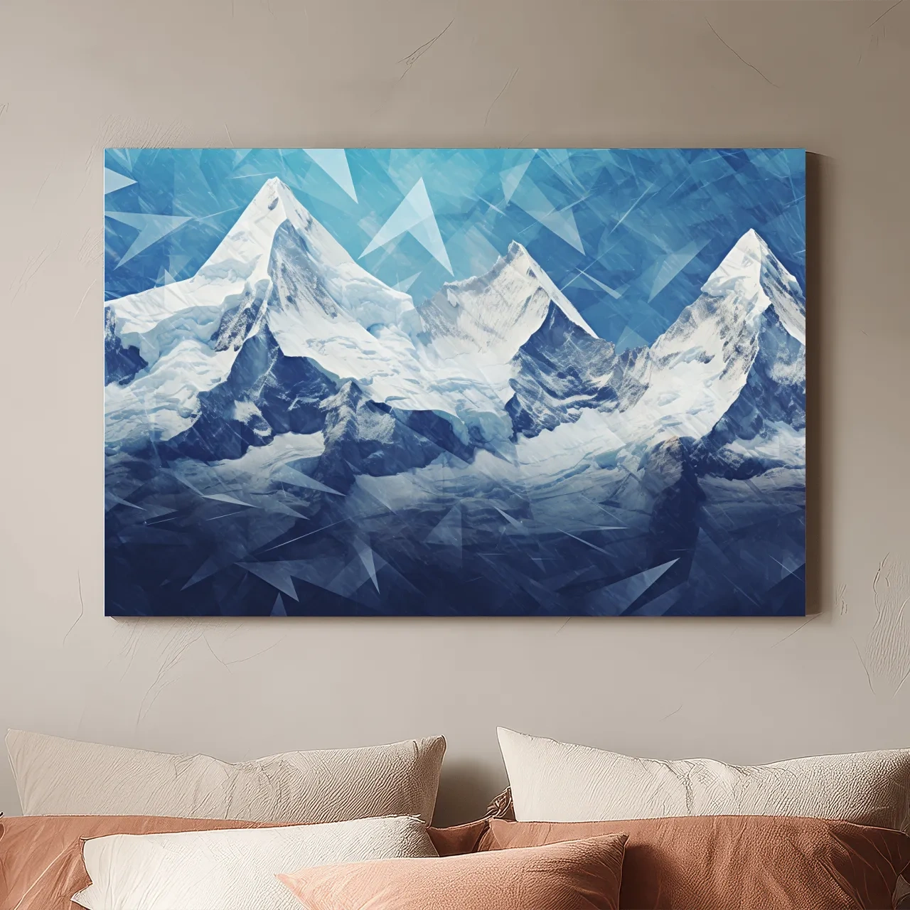 Geometric Icy Glacial Alpine Peaks - Abstract Mountain Landscape Wall Art
