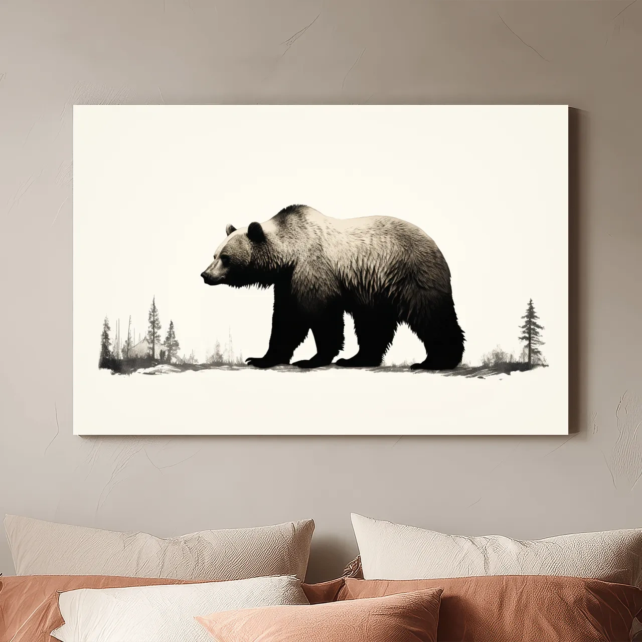 Minimalist Grizzly Bear Silhouette - Black And White Wildlife Wall Art