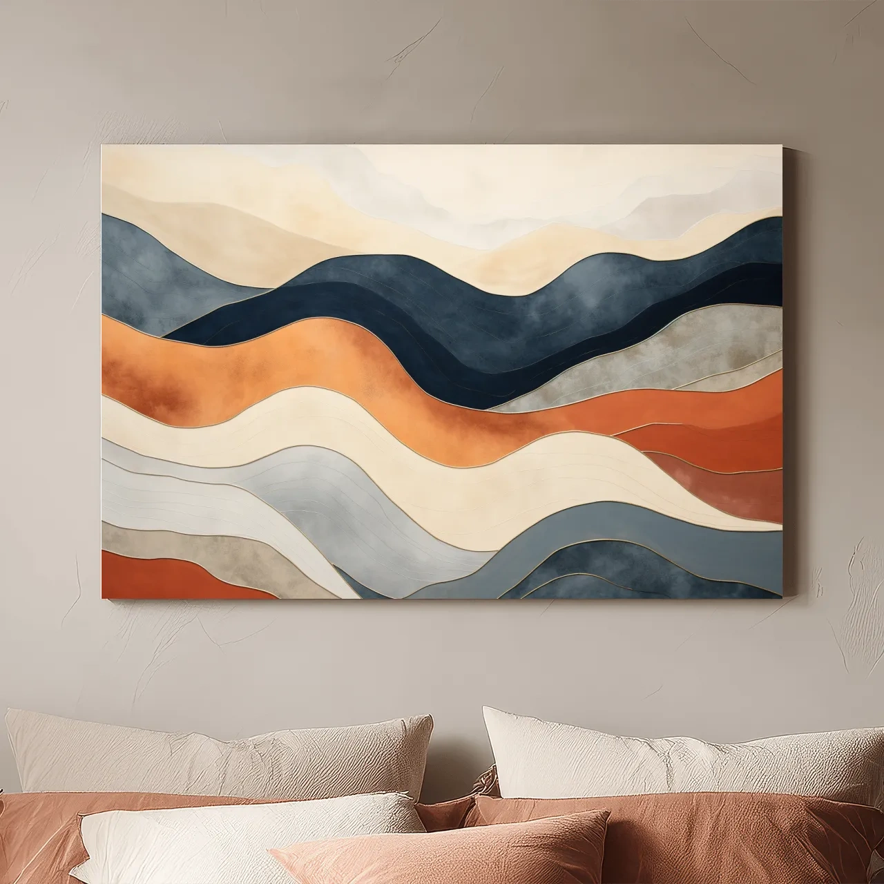 Abstract Wavy Mountain Layers - Mid Century Modern Landscape Wall Art