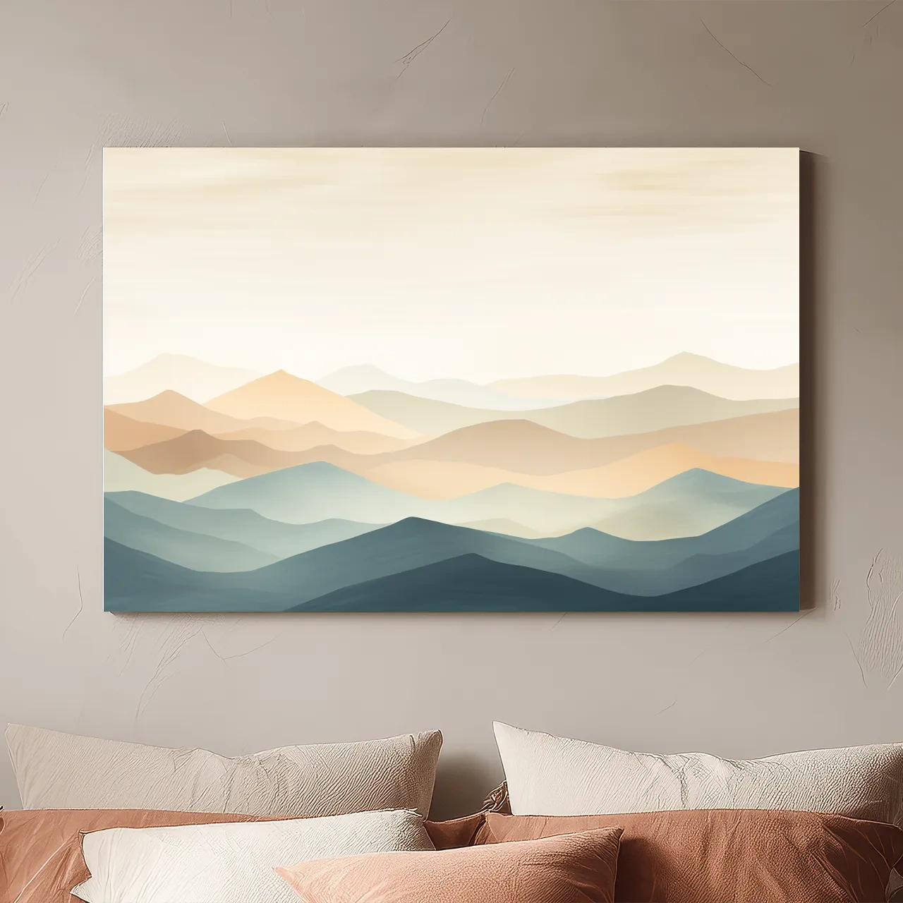 Minimalist Pastel Layered Mountain Landscape - Serene Abstract Nature Wall Art